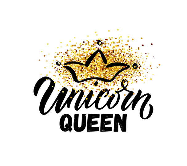 Hand sketched unicorn queen vector illustration with lettering typography quotes. Motivational quotes concept for - Vector, Image