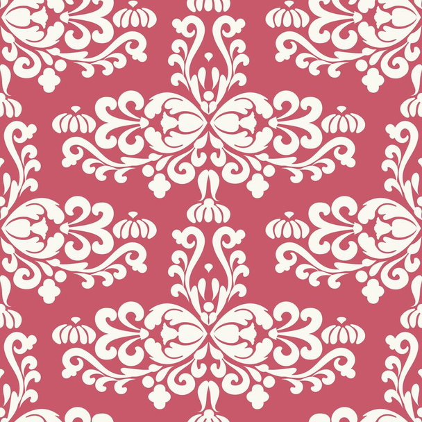 White damask ornament on pink background  - Vector, afbeelding