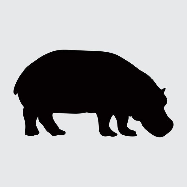 Hippo Silhouette, Hippo Isolated On White Background - Vetor, Imagem