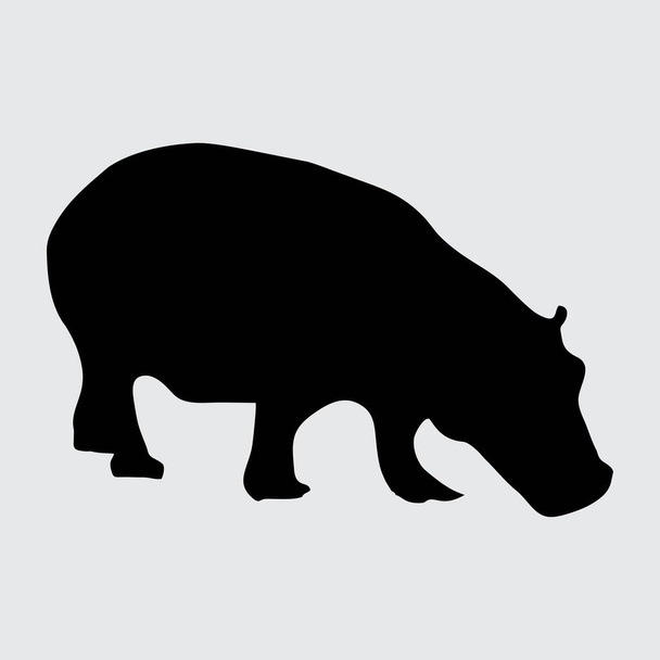 Hippo Silhouette, Hippo Isolated On White Background - Vetor, Imagem