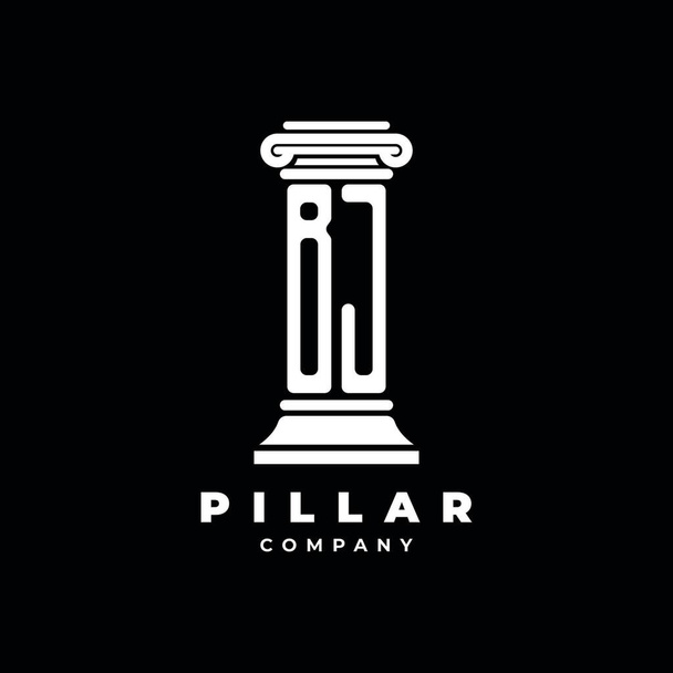 BJ Monogram Logo Letter Pillars формирует вектор в стиле юриста, юридическая фирма, изолированная в черном фоне - Вектор,изображение