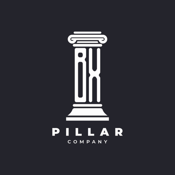 BX Monogram Logo Letter Pillars формируют вектор стиля юриста, юридическая фирма компании изолированы в черном фоне - Вектор,изображение