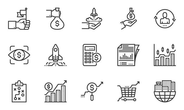 Business Economic Line Ikony wektorowe Ilustracja, Wizja, Rynek, Ekonomia - Wektor, obraz