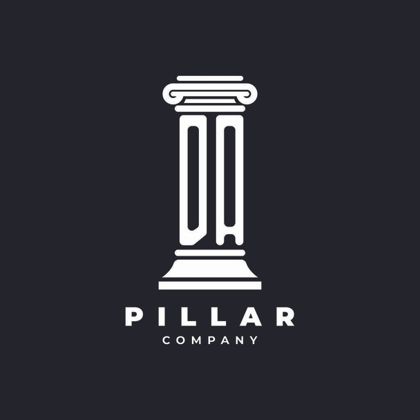 DA Monogram Logo Letter Pillars формирует вектор стиля юриста, юридическая компания, изолированная в черном фоне - Вектор,изображение