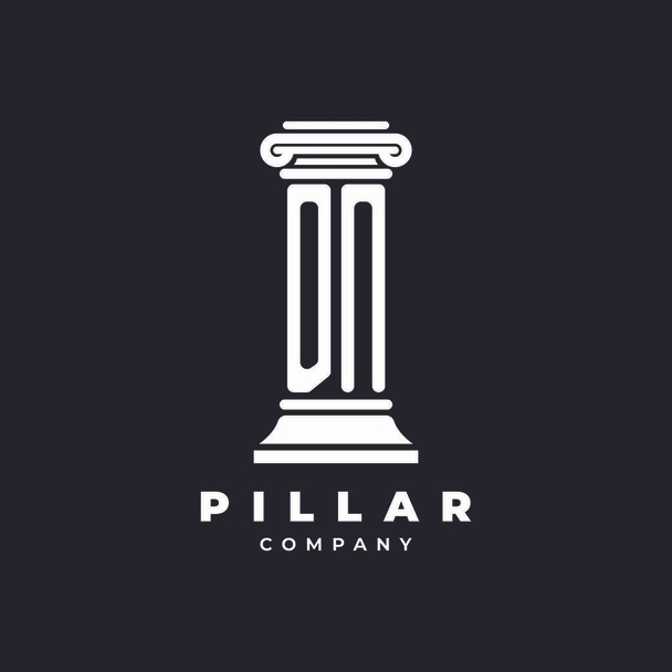 DN Monogram Logo Letter Pillars формируют вектор стиля юриста, юридическая фирма, изолированная в черном фоне - Вектор,изображение