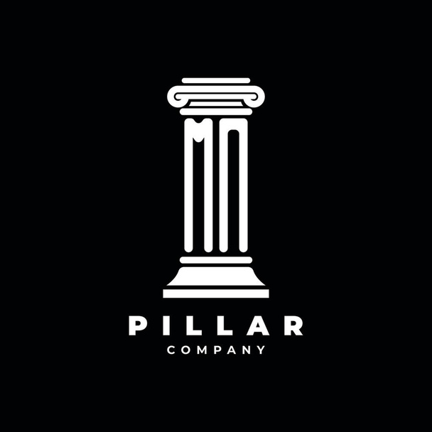 MN Monogram Logo Letter Pillars формируют вектор стиля юриста, юридическая фирма компании изолированы в черном фоне - Вектор,изображение