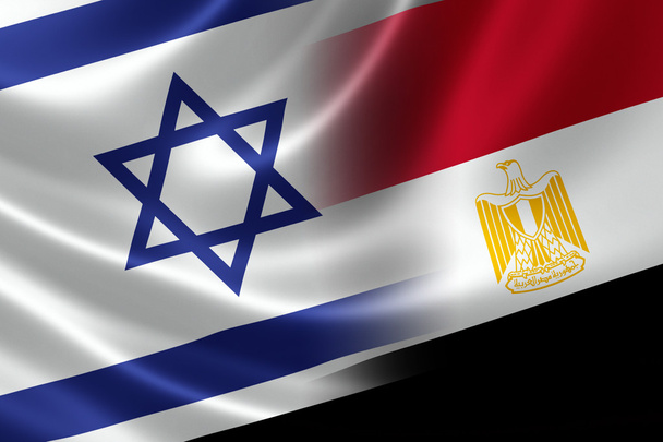 İsrail ve Mısır birleştirilmiş bayrağı - Fotoğraf, Görsel