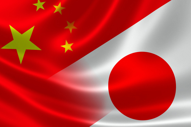 Bandera combinada de China y Japón
 - Foto, imagen
