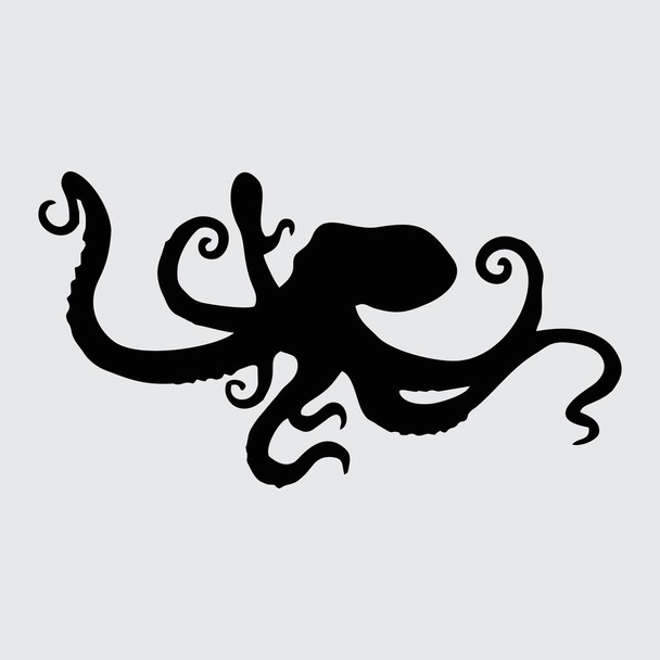 Octopus Silhouette, Octopus eristetty valkoisella taustalla - Vektori, kuva