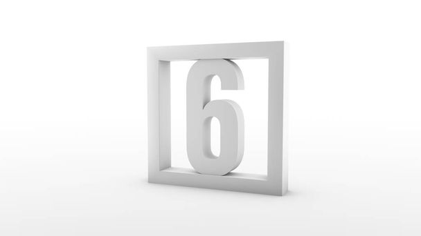 Simple minimalistic calendar. Sixth day. Number 6 in a frame. 3d rendering, 3d illustration. - Foto, Imagen