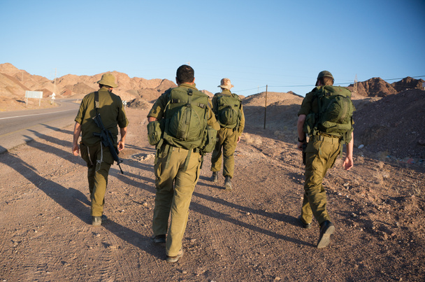 砂漠に兵士のパトロール - 写真・画像