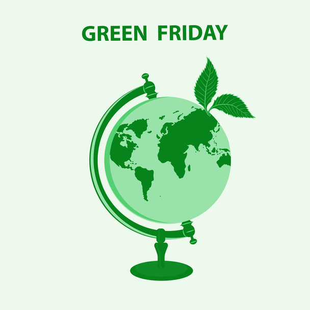 Green Friday. Hand with forefinger leaf abstract - vector. Business concept. Support the movement of a local producer. - Вектор,изображение