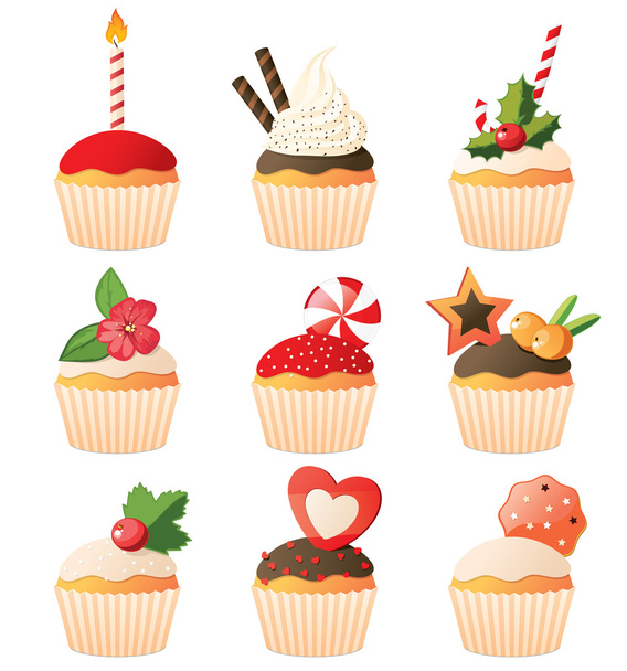Cupcakes set - Vector, Image