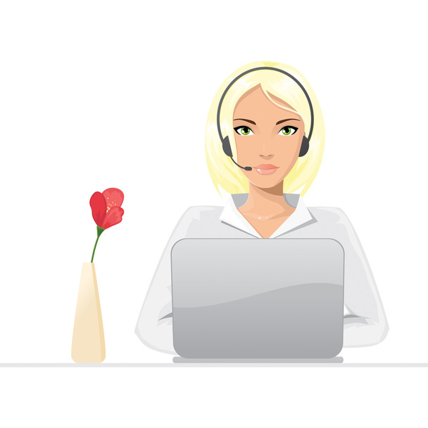 Girl from call center - Vector, Image