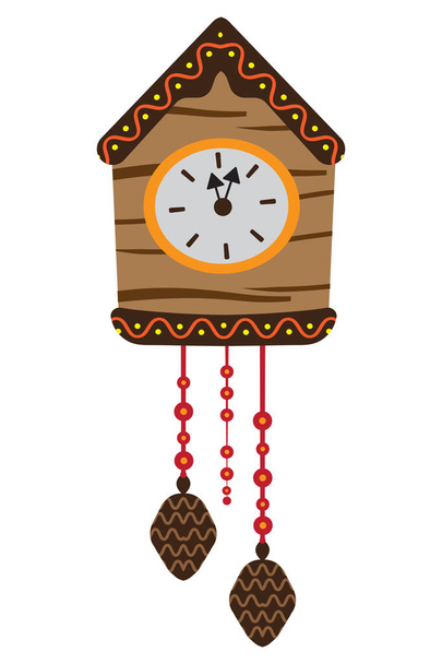 Old Christmas Cuckoo Clock. Cartoon Vector Illustration - Vector, Image
