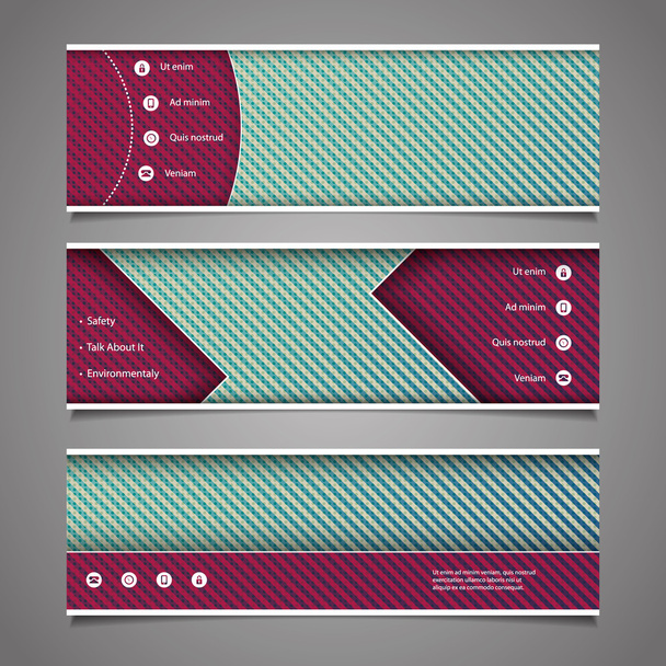 Website Design Elements - Header Designs with Abstract Stripes Pattern - Вектор,изображение