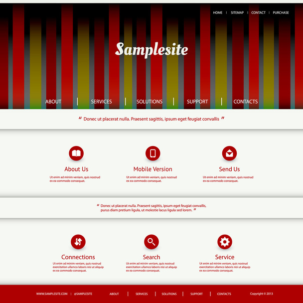 Website Template with Colorful Striped Header Design - Vektori, kuva
