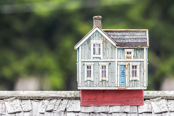 miniatuur huis op een dak - Foto, afbeelding