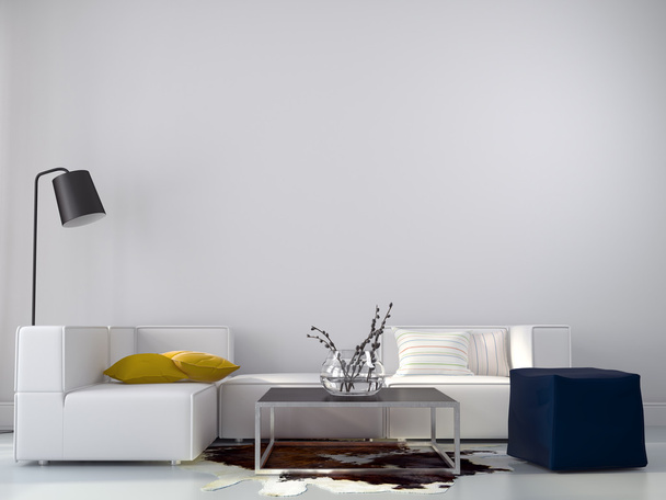 Beyaz renkler ile modern oturma odası - Fotoğraf, Görsel