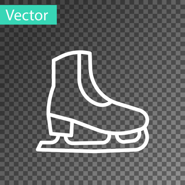 Icono de patines de línea blanca aislado sobre fondo transparente. Icono de zapatos de patín de hielo. Botas deportivas con cuchillas. Vector - Vector, imagen