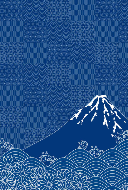 Mt. Fuji Neujahrskarte japanisches Muster Hintergrund  - Vektor, Bild
