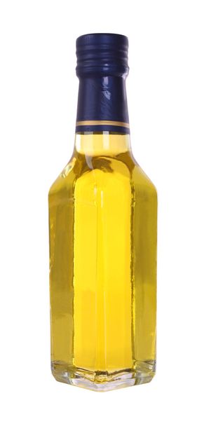 白い背景に黄色のガラス酒瓶. - 写真・画像