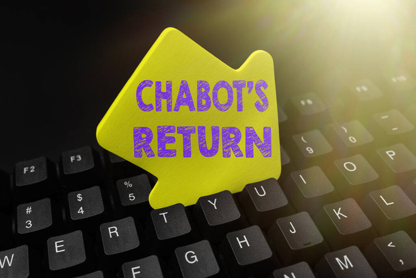 Szöveg felirat bemutatása Chabot S Return. Business showcase the come back of conversation via auditory or textual method Szerkesztés és visszaírási jelentés helyesírási hibák, gépelés Online Shop Inventory - Fotó, kép