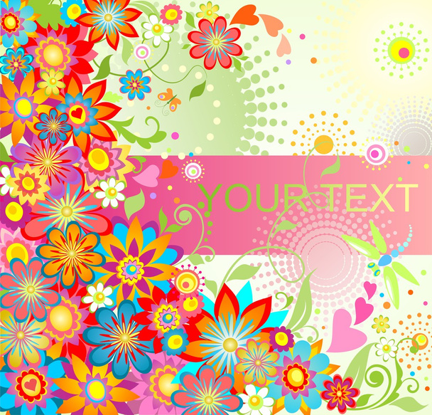 Greeting with summer flowers - Vector, imagen