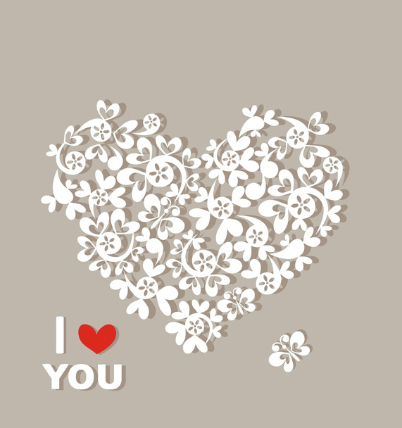 Pastel card with beautiful paper heart - Vector, imagen