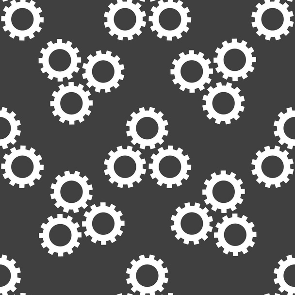 Settings Sign web icon. flat design. Seamless gray pattern. - Vector, Image