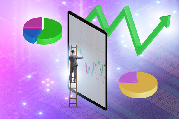 Visualisation concept with charts and businessman - Photo, Image