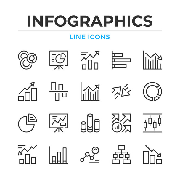 Infographics line icons set. Modern outline elements, graphic design concepts, simple symbols collection. Vector line icons - Vektör, Görsel
