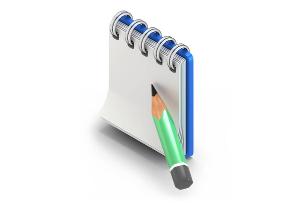 Notebook and pencil isometric view 3D render - Foto, imagen