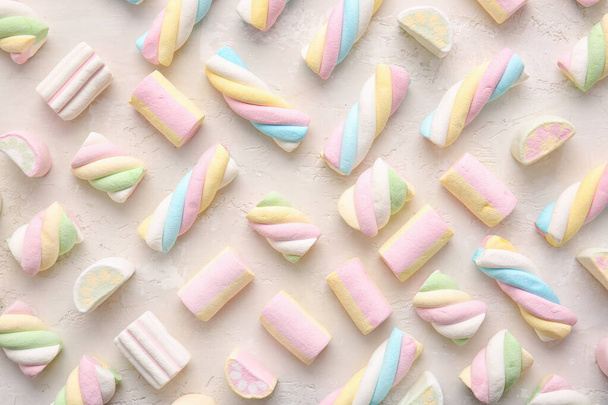 Different pastille marshmallows on light background - Photo, Image