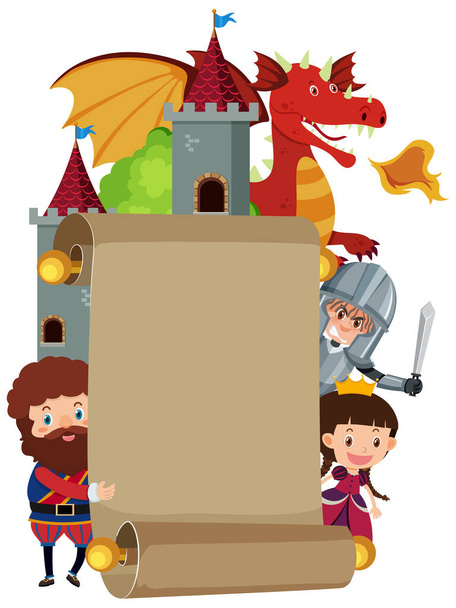 Paper roll template medieval theme illustration - Vector, Image