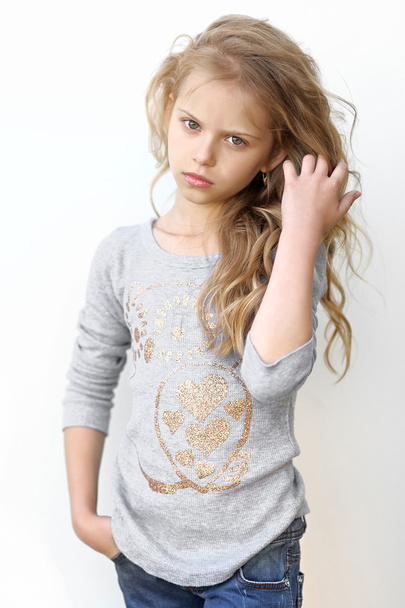 portrait of a beautiful fashion little girl - Фото, зображення