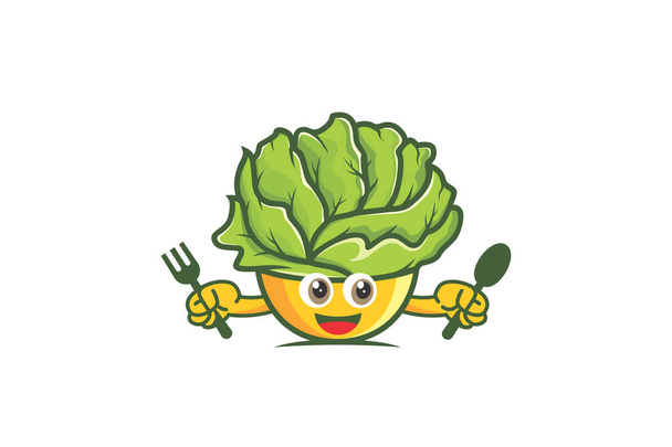 ilustración vector gráfico de la ensalada vegetariana comida saludable en la plantilla de diseño del tazón - Vector, imagen