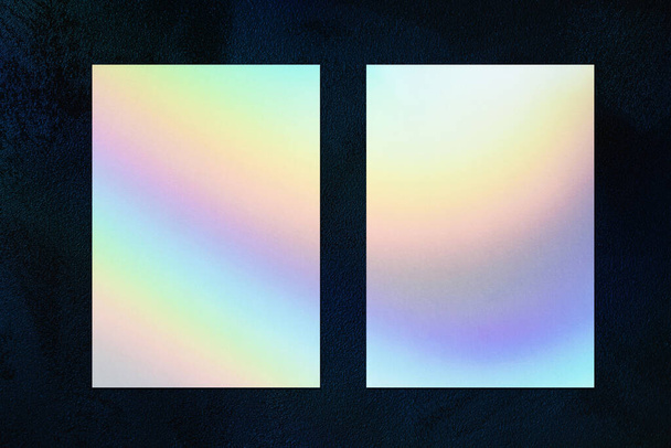 Two empty vertical rectangle poster mockup on black background - Foto, Imagem