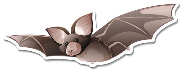 Un modello di adesivo pipistrello cartone animato personaggio illustrazione - Vettoriali, immagini