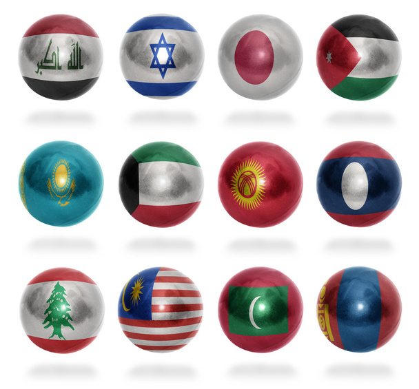 Asian countries (From I to M) flag balls - Foto, Imagem