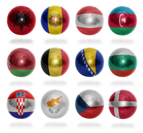 European countries (From A to D) flag balls - Fotoğraf, Görsel