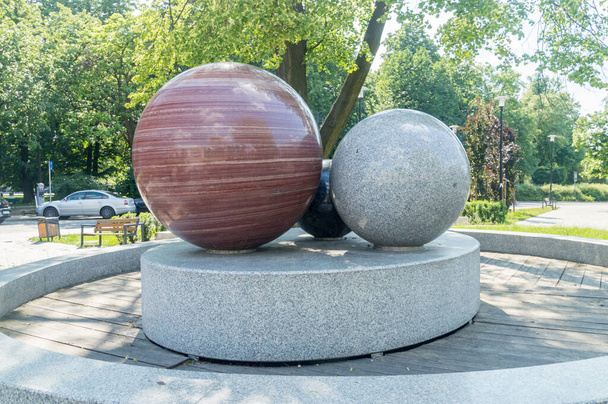 Radom, Poland - June 7, 2021: Fountain three balls (Trzy kule). - Fotoğraf, Görsel