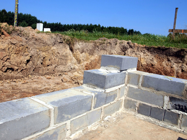an initial stage of building the foundations of a residential ho - Photo, Image