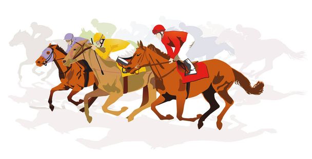 Koňské dostihy na trati, Izolované - Ilustrace - Vektor, obrázek