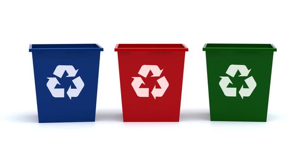 Recycling Bins 3D render - Photo, Image