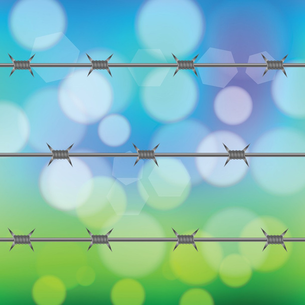 barbed wire fence - Vector, Image