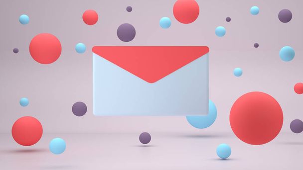 Color envelope, E-mail icon 3D render image - Fotografie, Obrázek