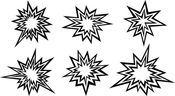 Illustration vectorielle d'un ensemble de collisions explosives en noir et blanc - Vecteur, image