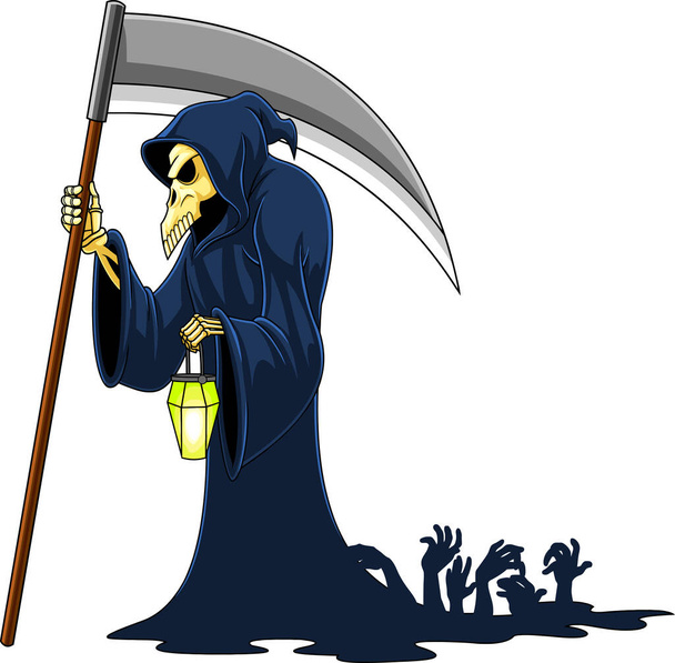 illustrazione di una strega di Halloween con una spada - Vettoriali, immagini