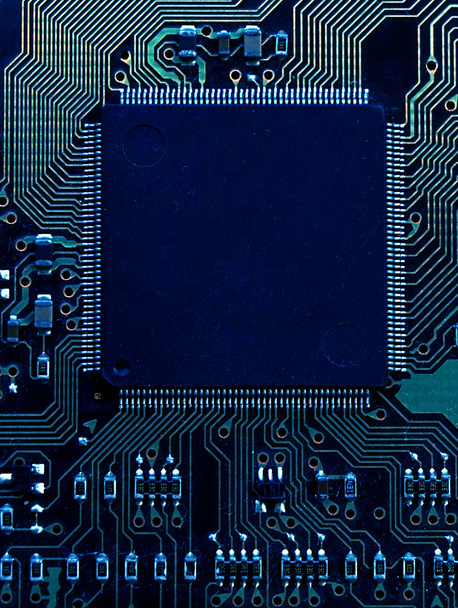 Fondo de placa de circuito azul de la placa base del ordenador - Foto, imagen